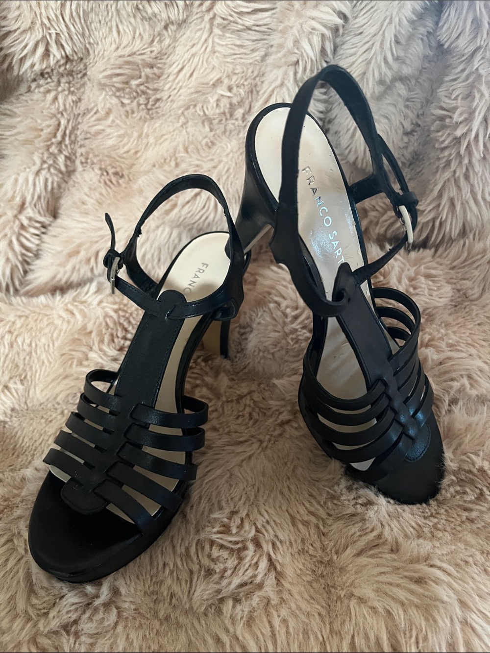 Franco Sarto Black Strappy High Heel Sandals